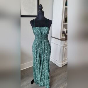 Francesca's Collections Sleeveless Long Pant Jumpsuit Romper- Green